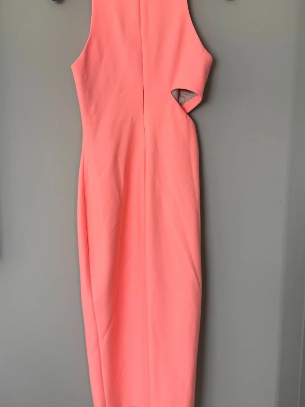 Elizabeth and James Neon Coral Cut-Out Midi Dress Size 2 - Picture 2 of 2